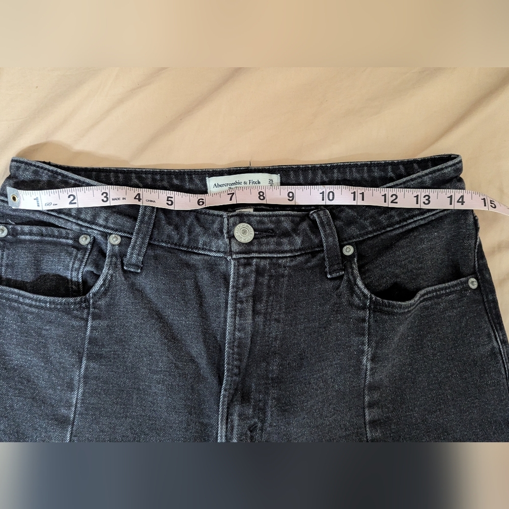 Abercrombie & Fitch Curve Love Black High Rise Front Split Seam Women Jeans - Picture 12 of 16